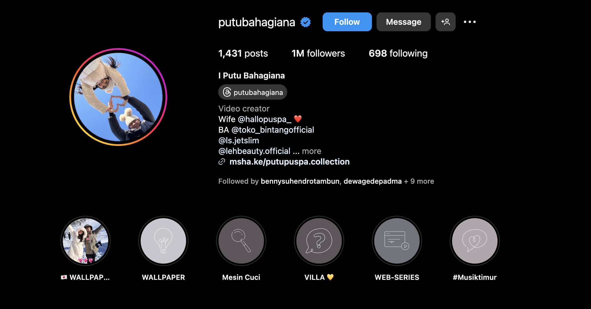 Instagram Putu Bahagiana